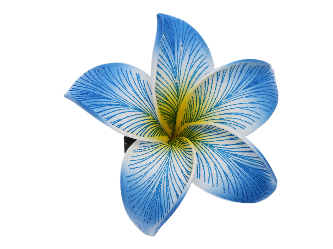 90mm Blue Tattoo Plumeria Foam Flower Hair Clip